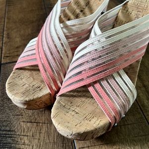Lucky Brand Mykayla pink/blush/cream wedge size 6.5